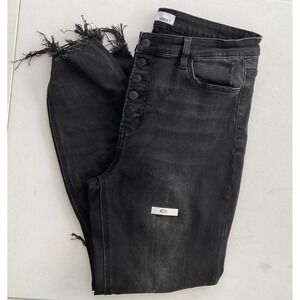 VERVET Black Button Fly High Waisted Distressed Cropped Jeans Size 31